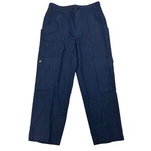Joie Womens Linen Blend Cargo Pants Navy Size Large Drawstring